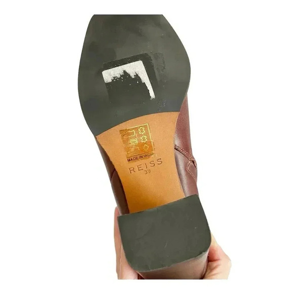 NEW Reiss Casey Square-Toe Leather High-Heel Ankle Bootie size 39 US8.5 - Picture 7 of 11